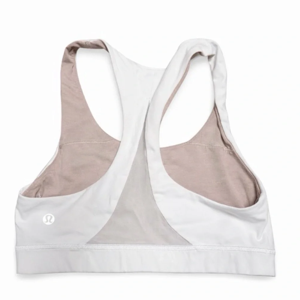 Lululemon Racerback Mesh Sports Bra Size 4 White - Picture 3 of 3